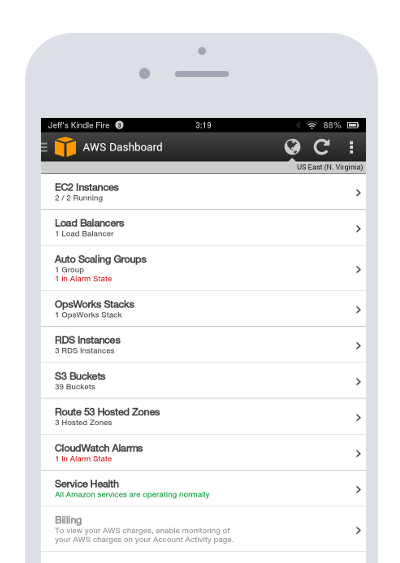 Mobile AWS Console